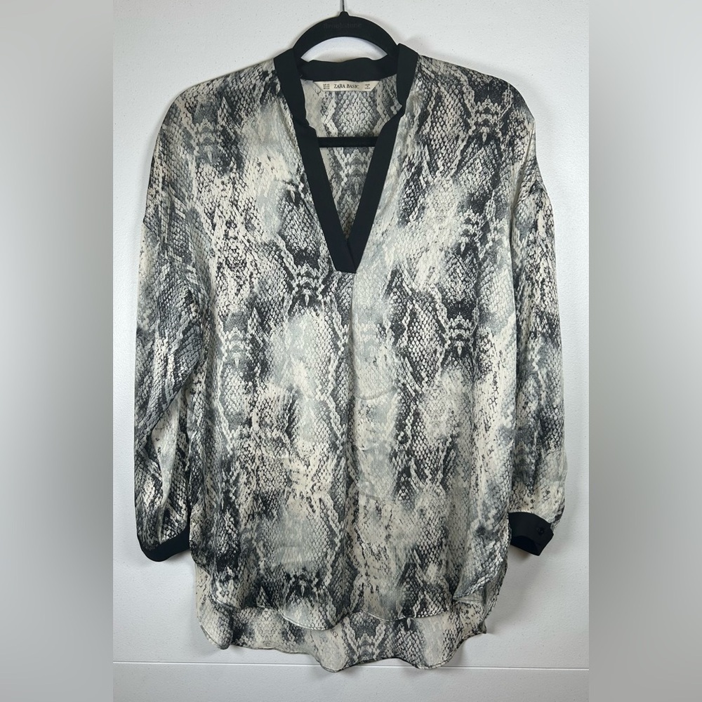 Zara Snakeskin Print Sheer Blouse. Size XS. Whimsigoth.